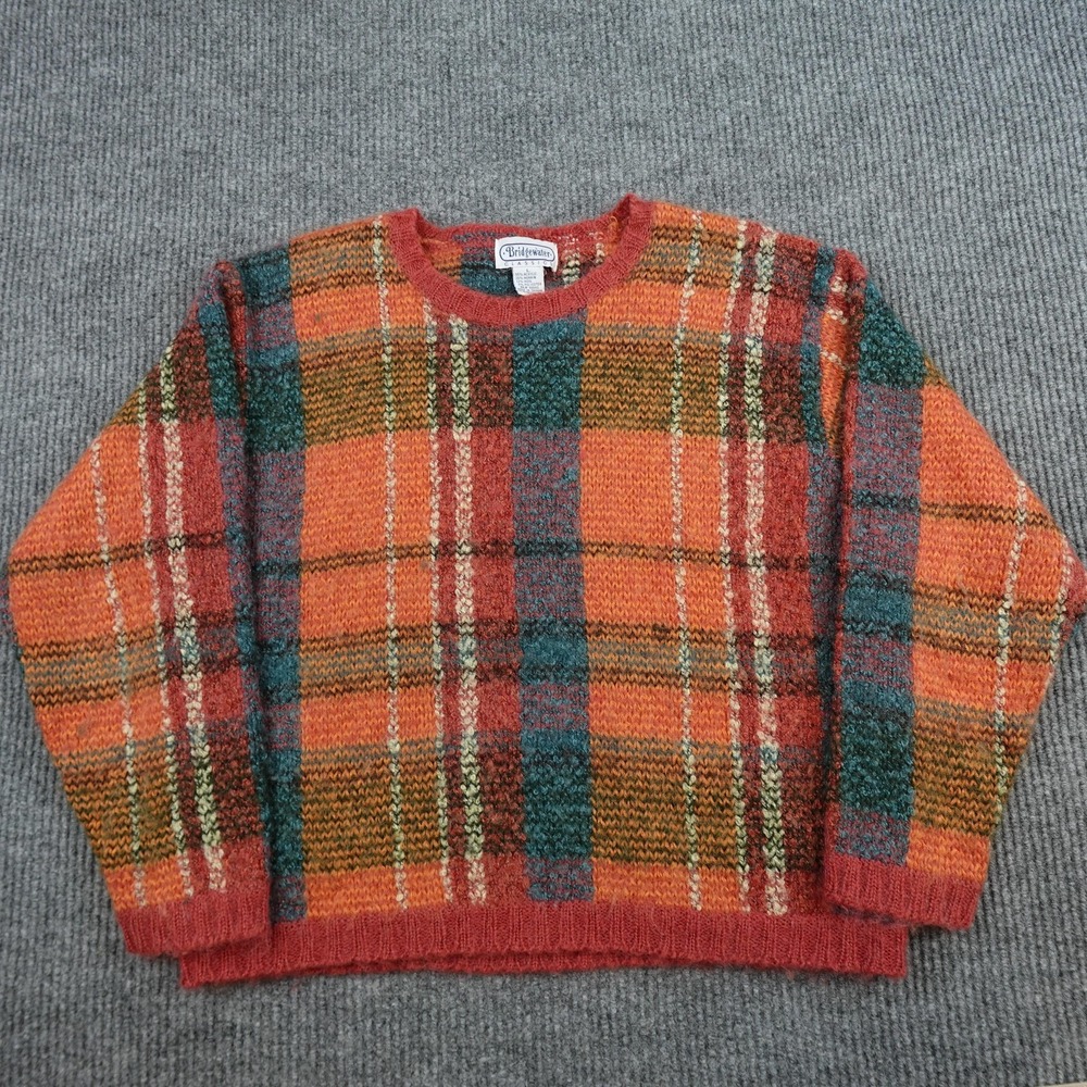 Bridgewater Classics Sweater Womens Large Multicolor Mohair Plaid Knit Pullover